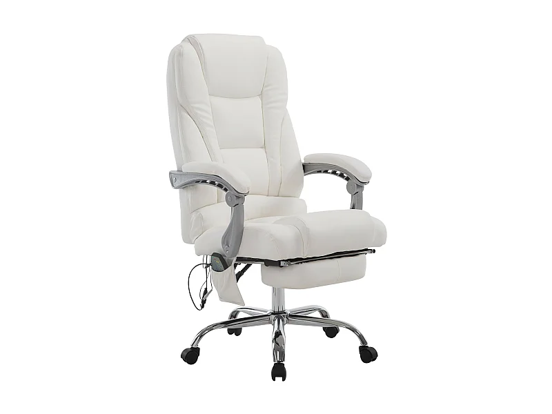 Chaise de bureau - Similicuir & Métal chromé - Blanc - Pacific