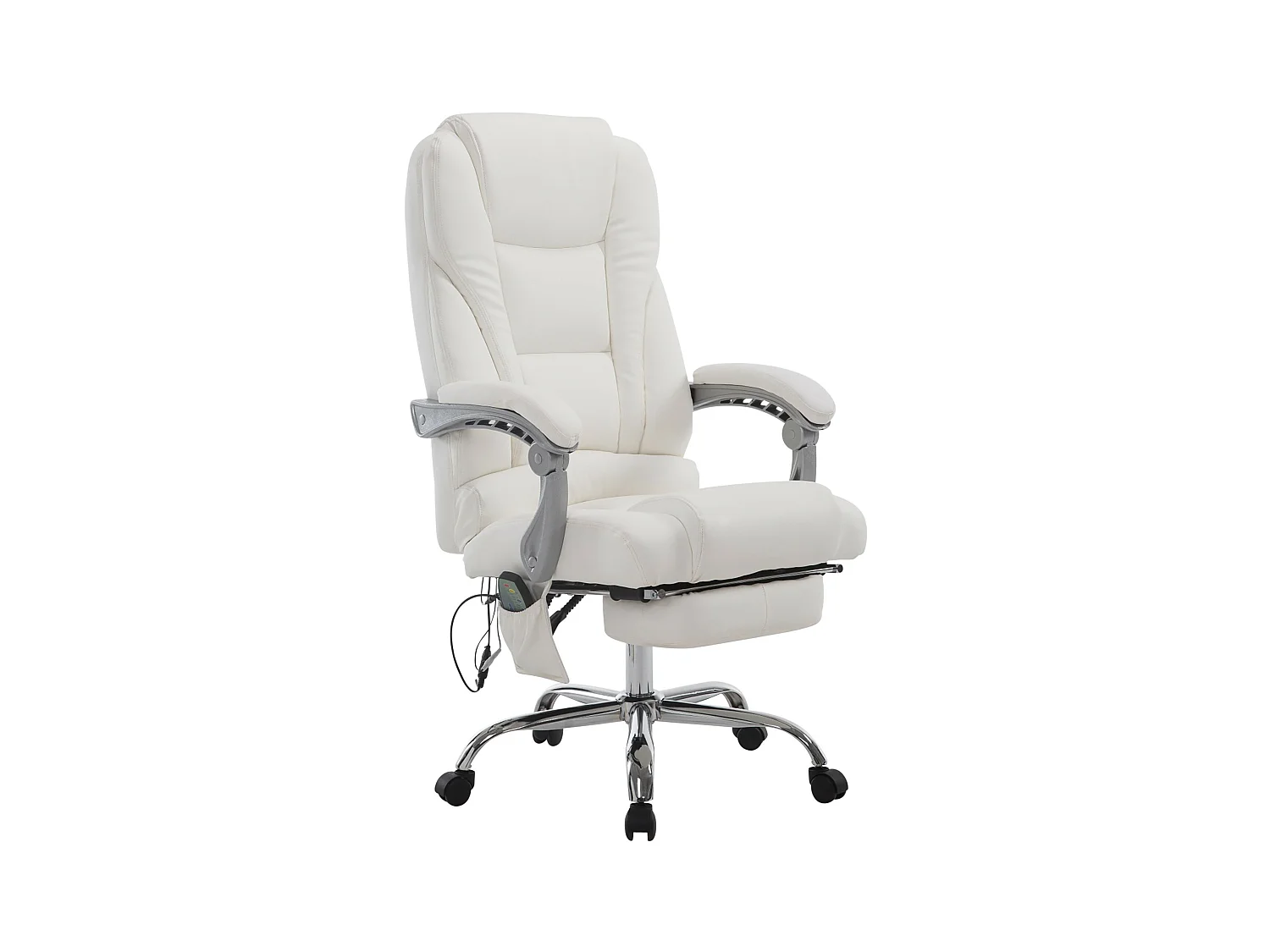 Chaise de bureau - Similicuir & Métal chromé - Blanc - Pacific