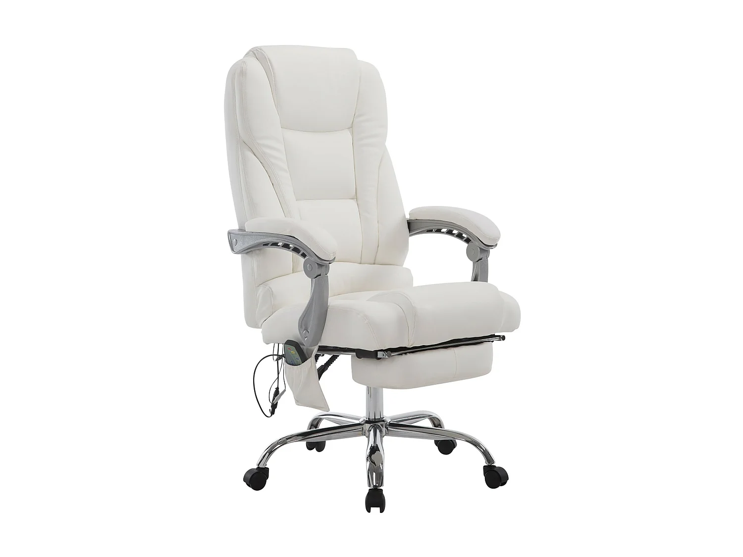 Chaise de bureau - Similicuir & Métal chromé - Blanc - Pacific