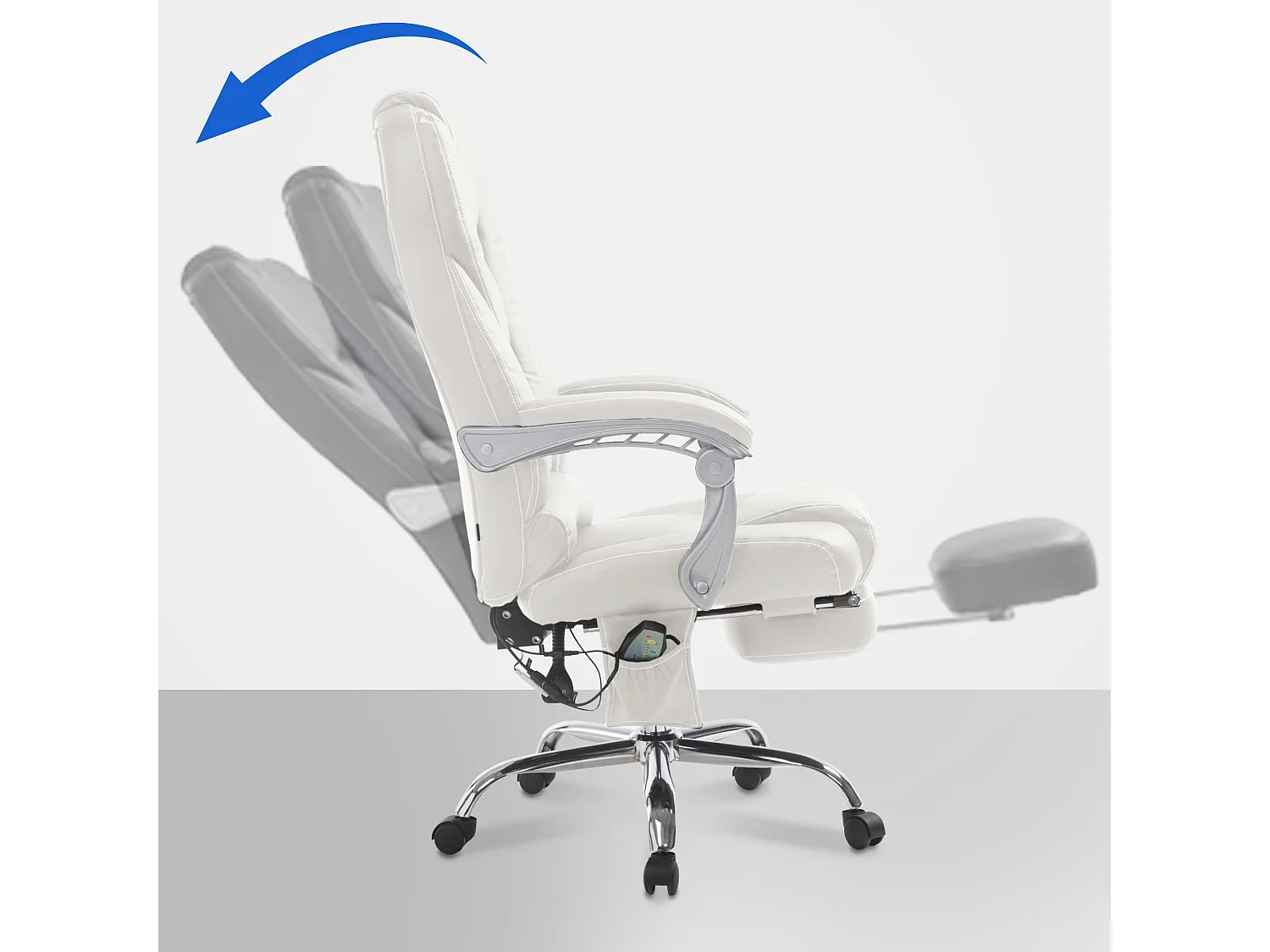 Chaise de bureau - Similicuir & Métal chromé - Blanc - Pacific