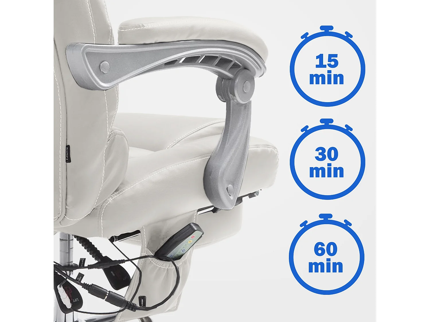 Chaise de bureau - Similicuir & Métal chromé - Blanc - Pacific