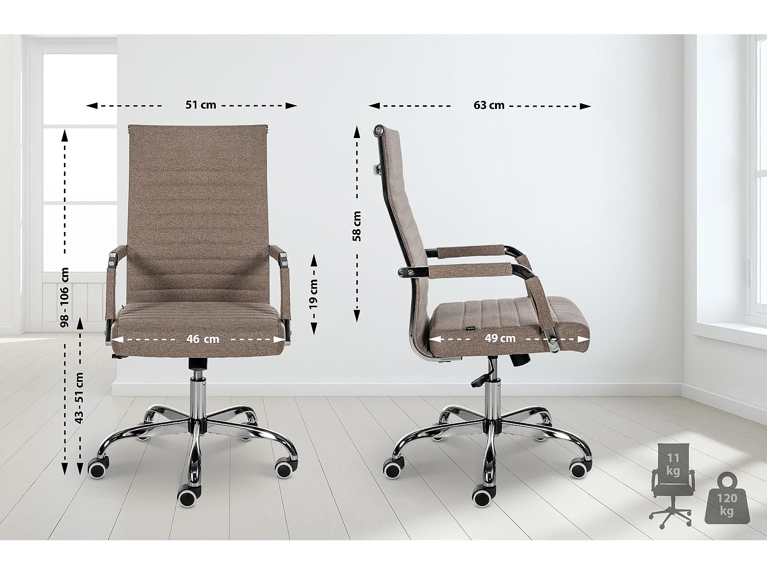 Bureaustoel - Stof - taupe - Amadora