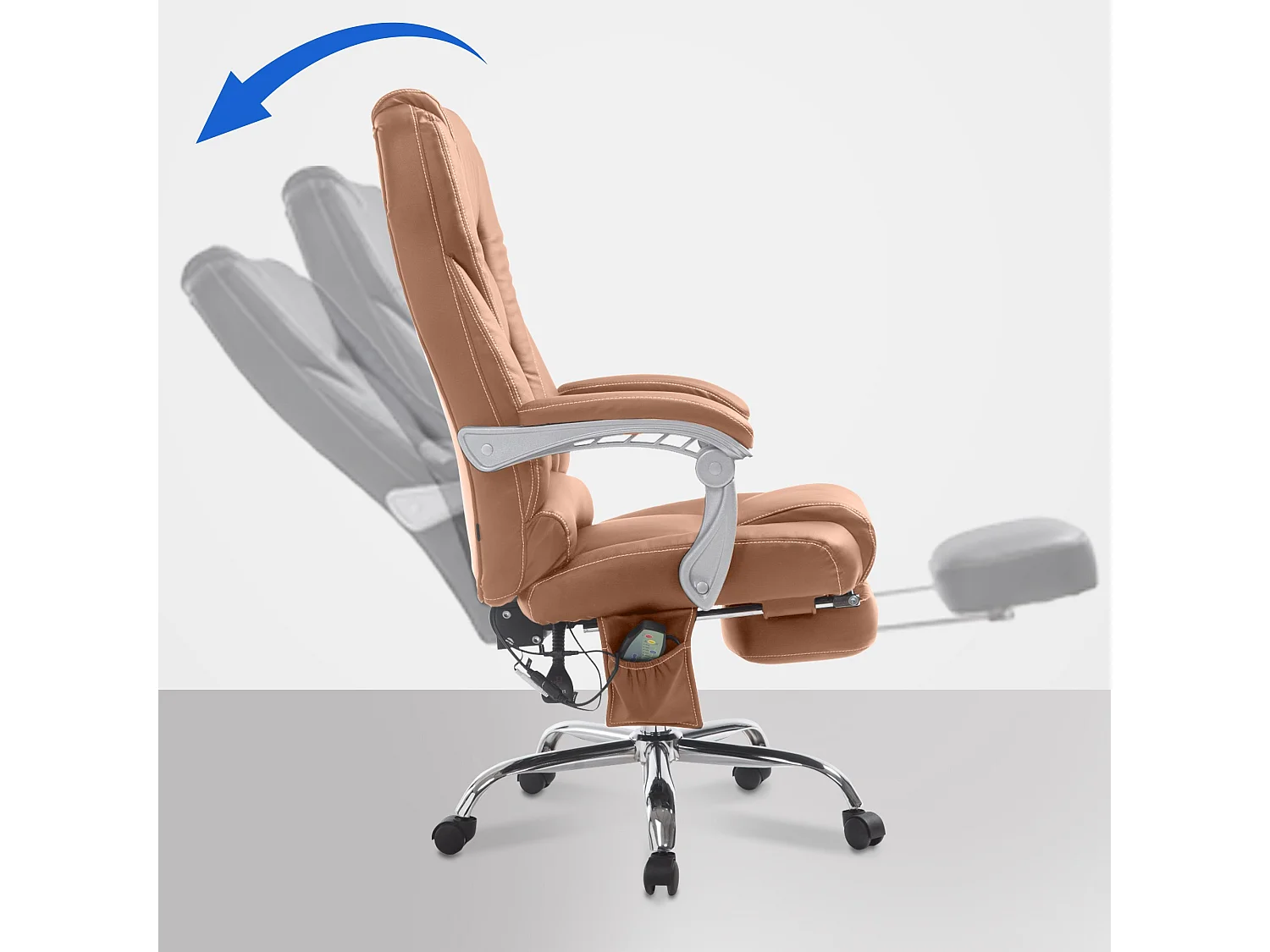 Chaise de bureau - Similicuir & Métal chromé - Marron clair - Pacific