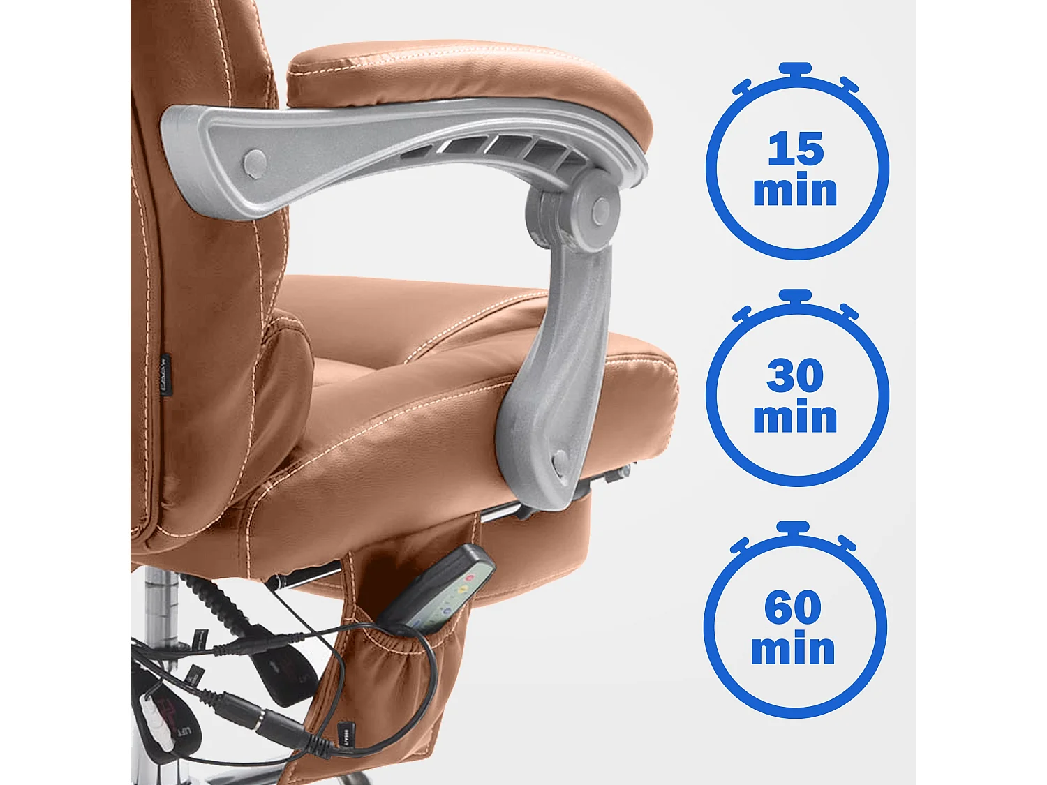 Chaise de bureau - Similicuir & Métal chromé - Marron clair - Pacific