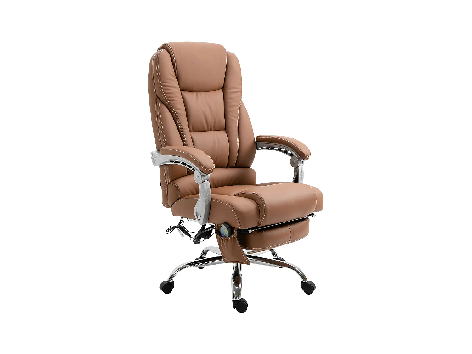 Chaise de bureau - Similicuir & Métal chromé - Marron clair - Pacific