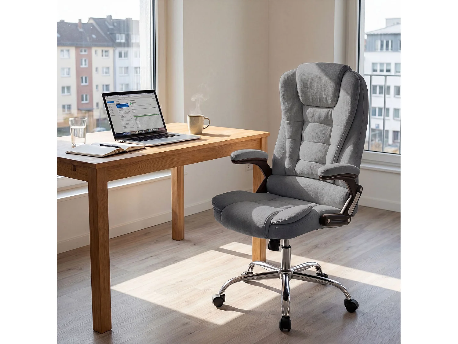 Chaise de bureau - Tissu - Gris - Thor