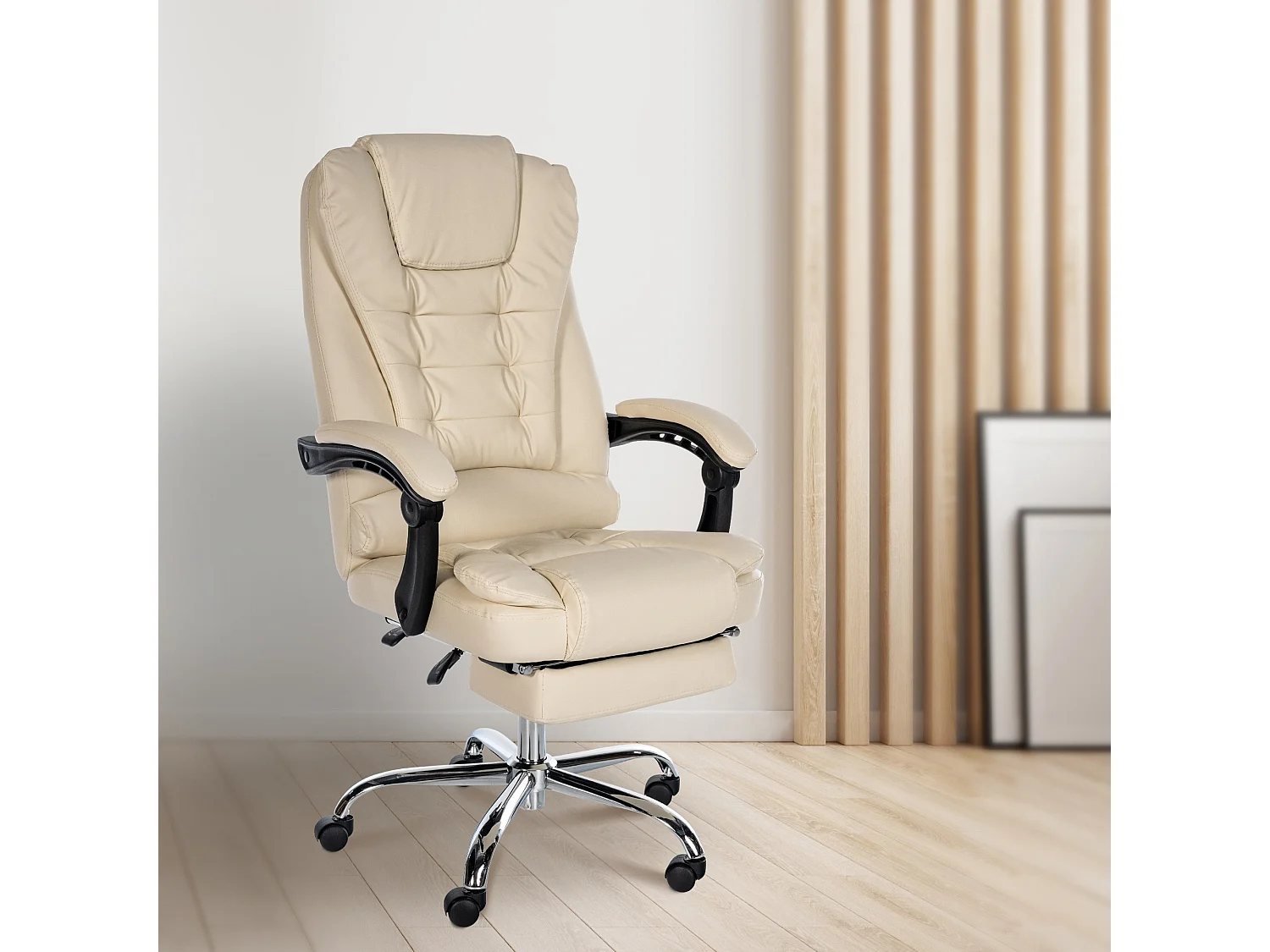 Chaise de bureau - Similicuir - Crème - Oxygen