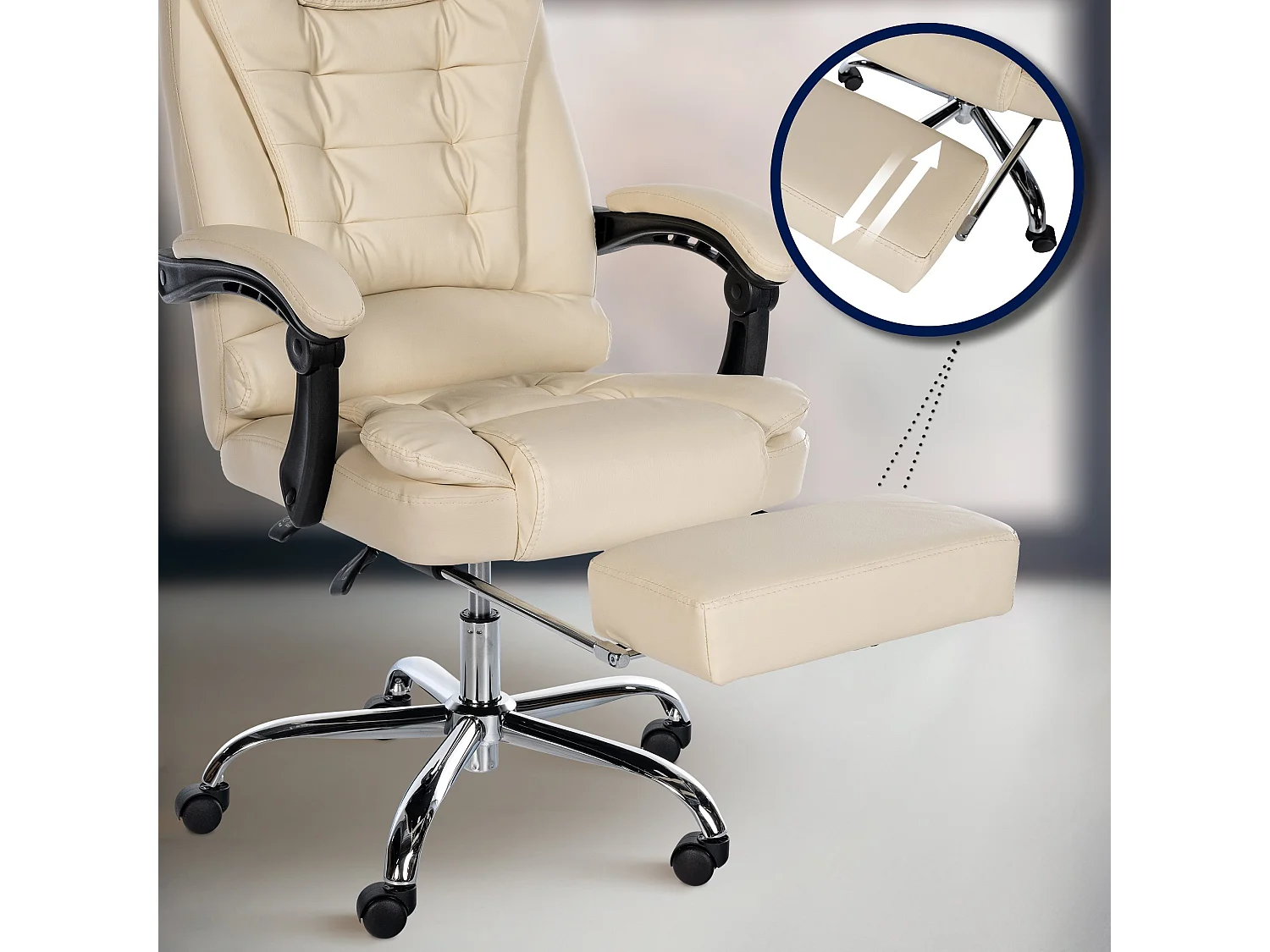 Chaise de bureau - Similicuir - Crème - Oxygen