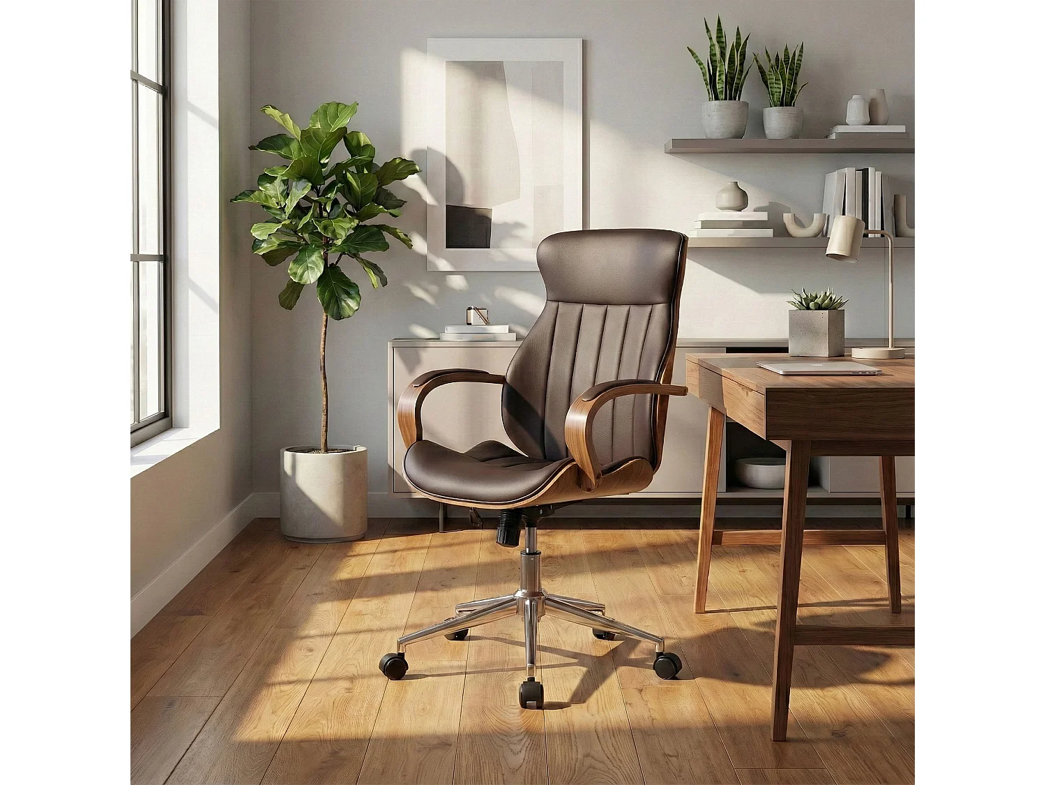 Bürostuhl - Kunstleder - walnuss/braun - Melilla