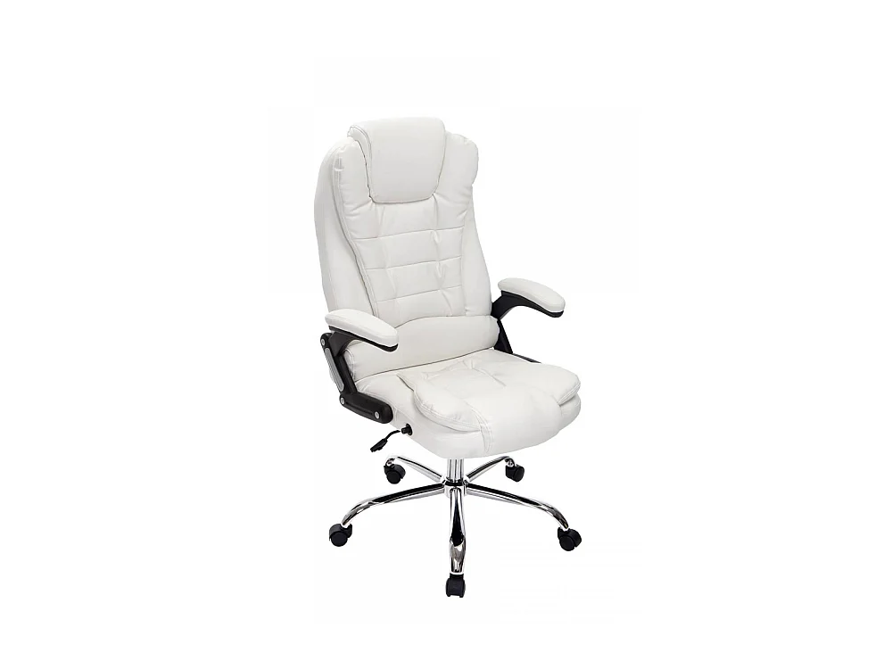Chaise de bureau - Similicuir & Métal chromé - Blanc - Thor