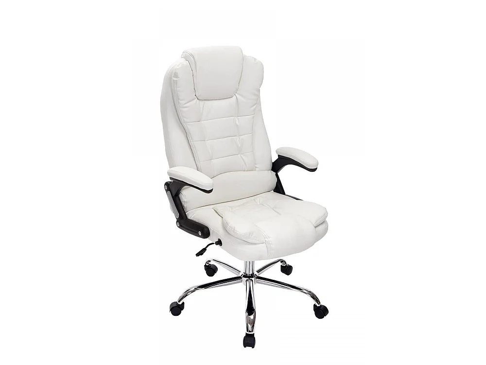 Chaise de bureau - Similicuir & Métal chromé - Blanc - Thor