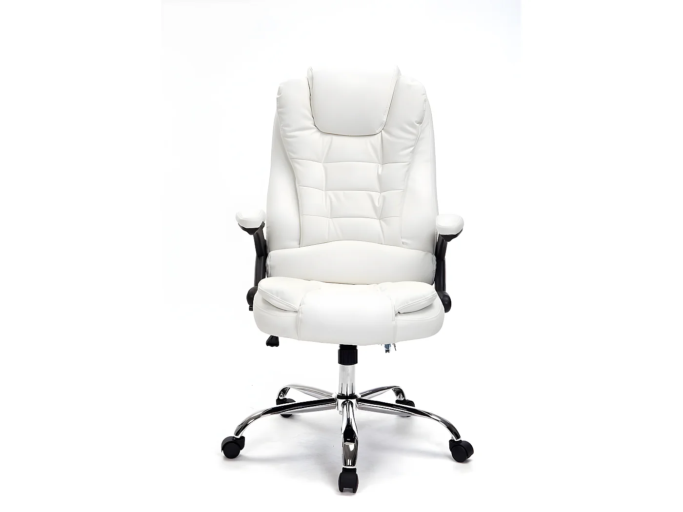 Chaise de bureau - Similicuir & Métal chromé - Blanc - Thor