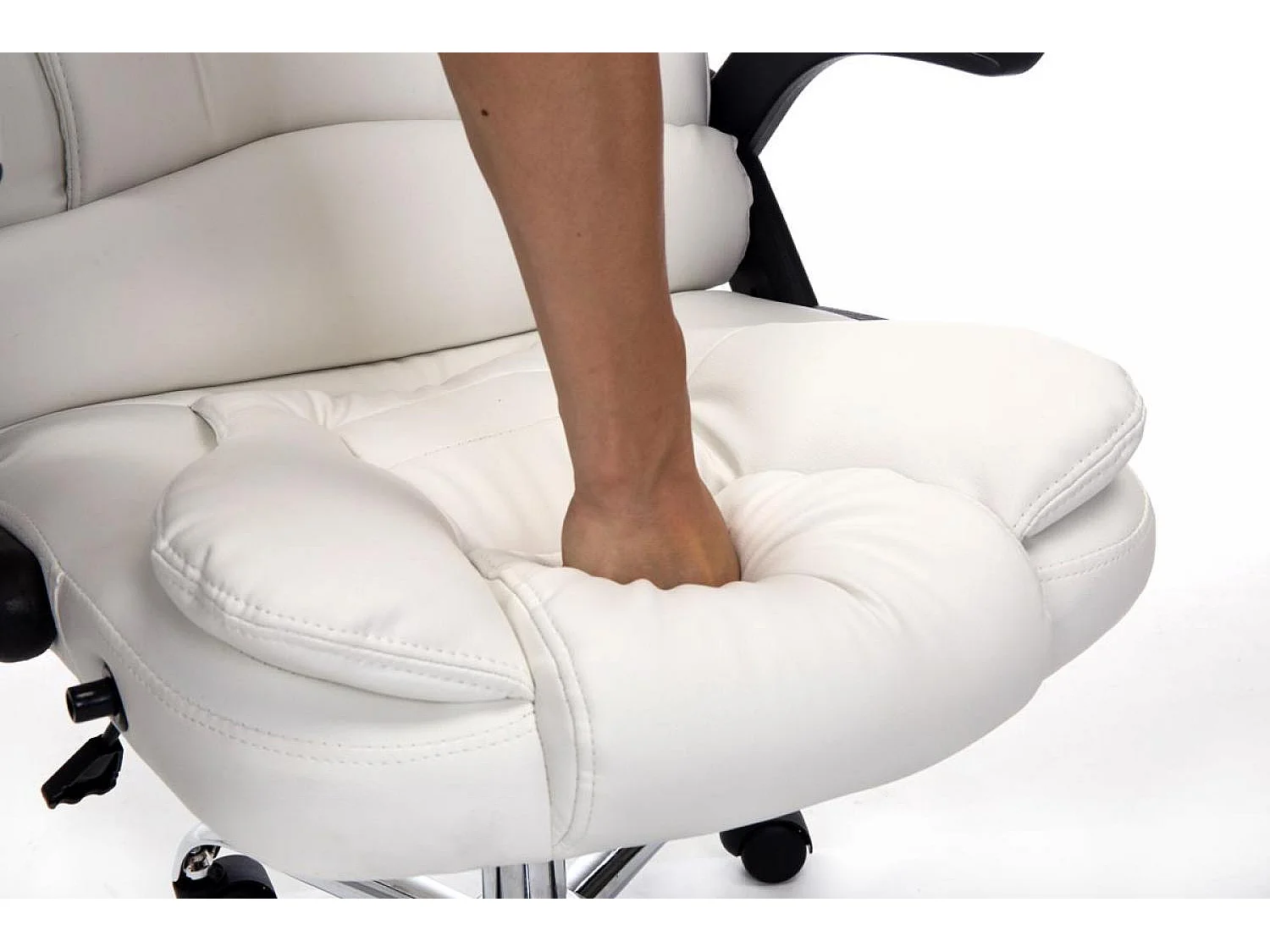 Chaise de bureau - Similicuir & Métal chromé - Blanc - Thor