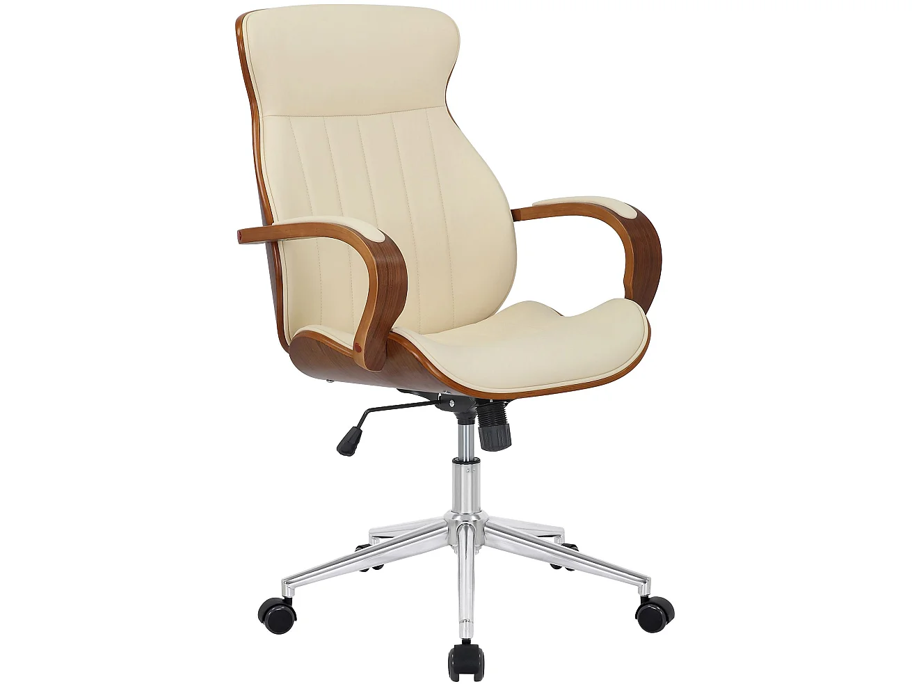 Chaise de bureau - Similicuir & Antique clair - Noyer / Crème - Melilla
