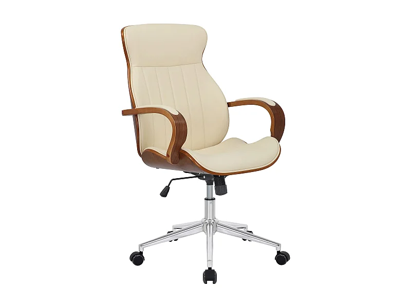 Chaise de bureau - Similicuir & Noir - Noyer / Crème - Melilla