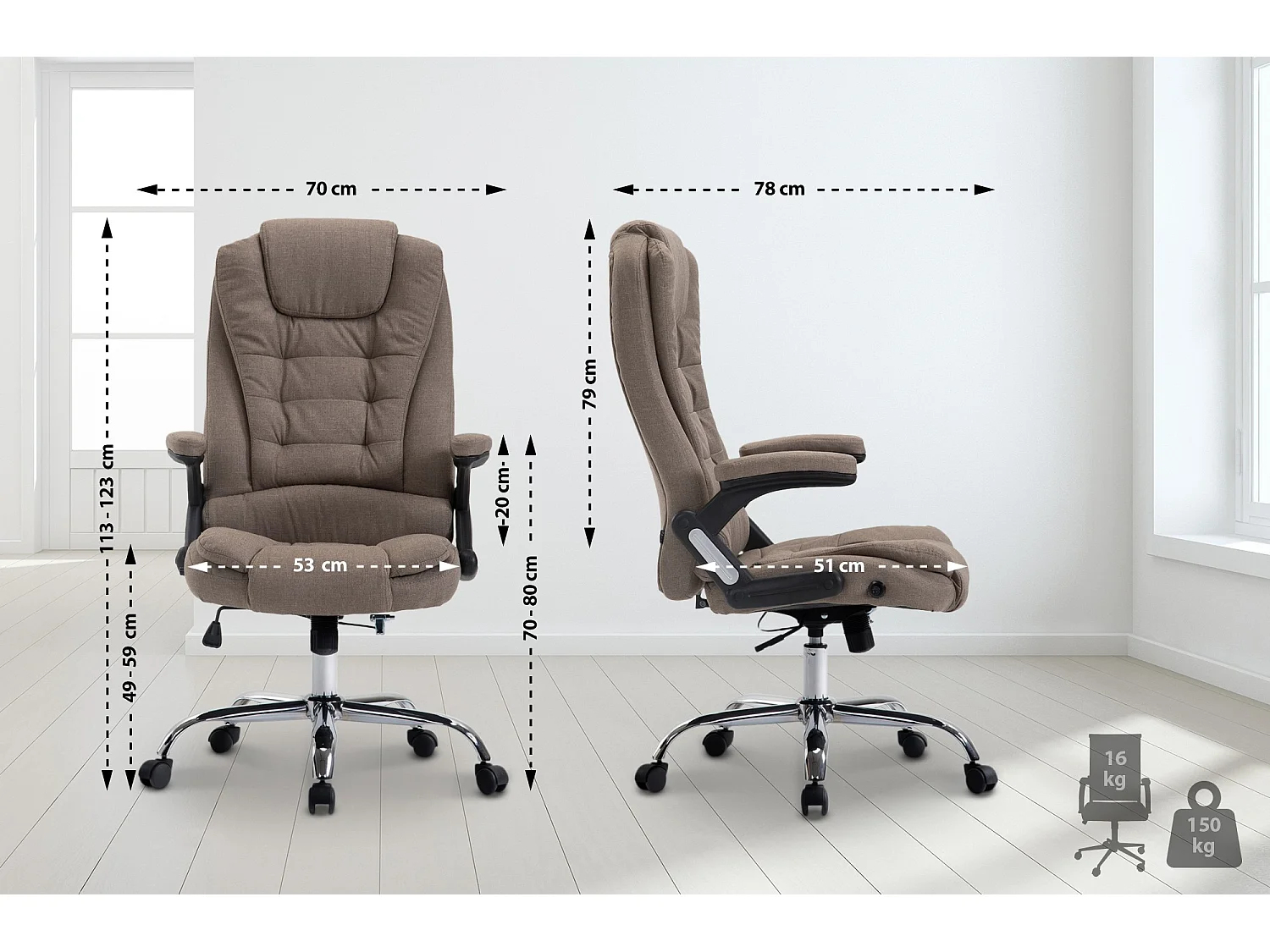 Bureaustoel - Stof & natura - taupe - Thor