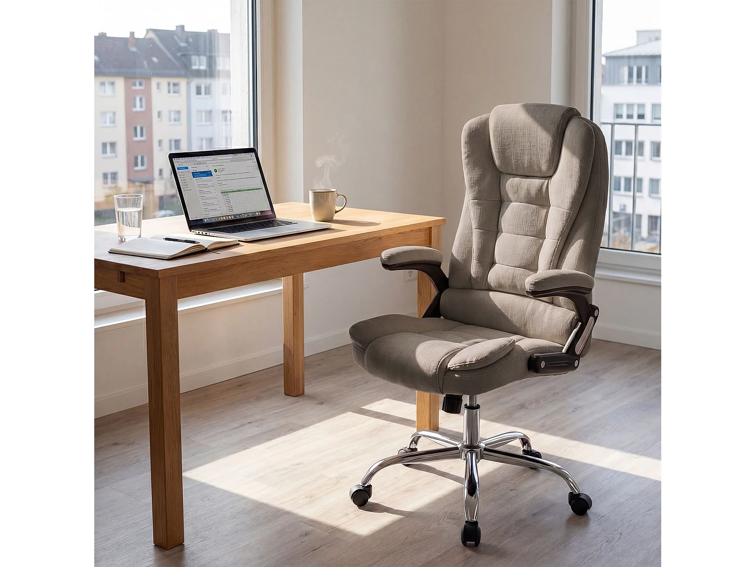 Chaise de bureau - Tissu - Taupe - Thor