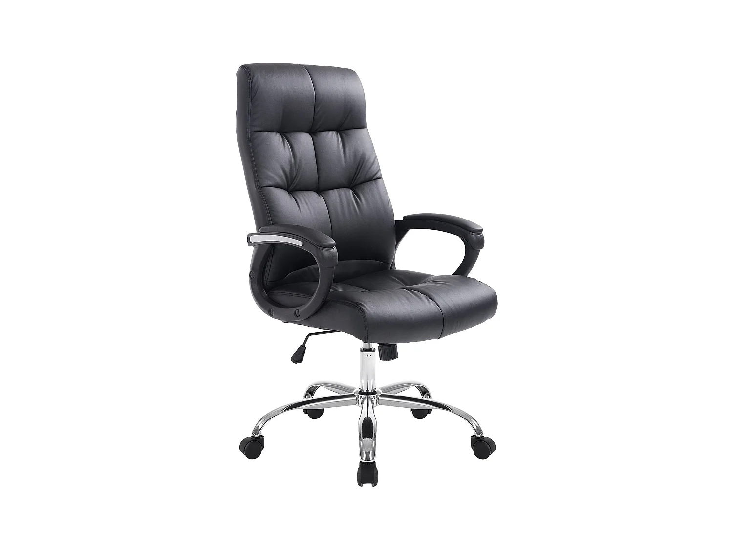 Chaise de bureau - Similicuir & Métal chromé - Noir - Poseidon