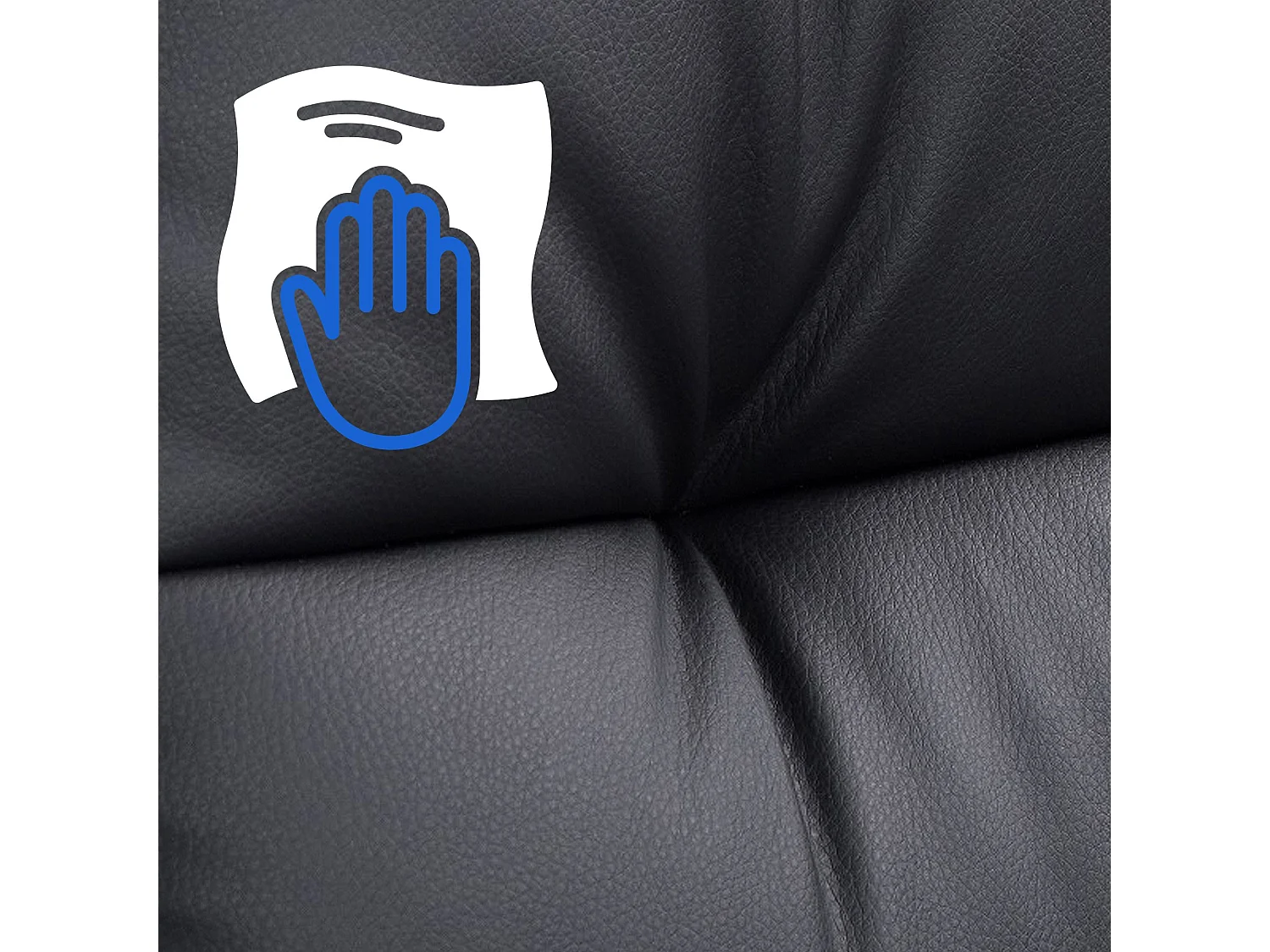 Chaise de bureau - Similicuir & Métal chromé - Noir - Poseidon