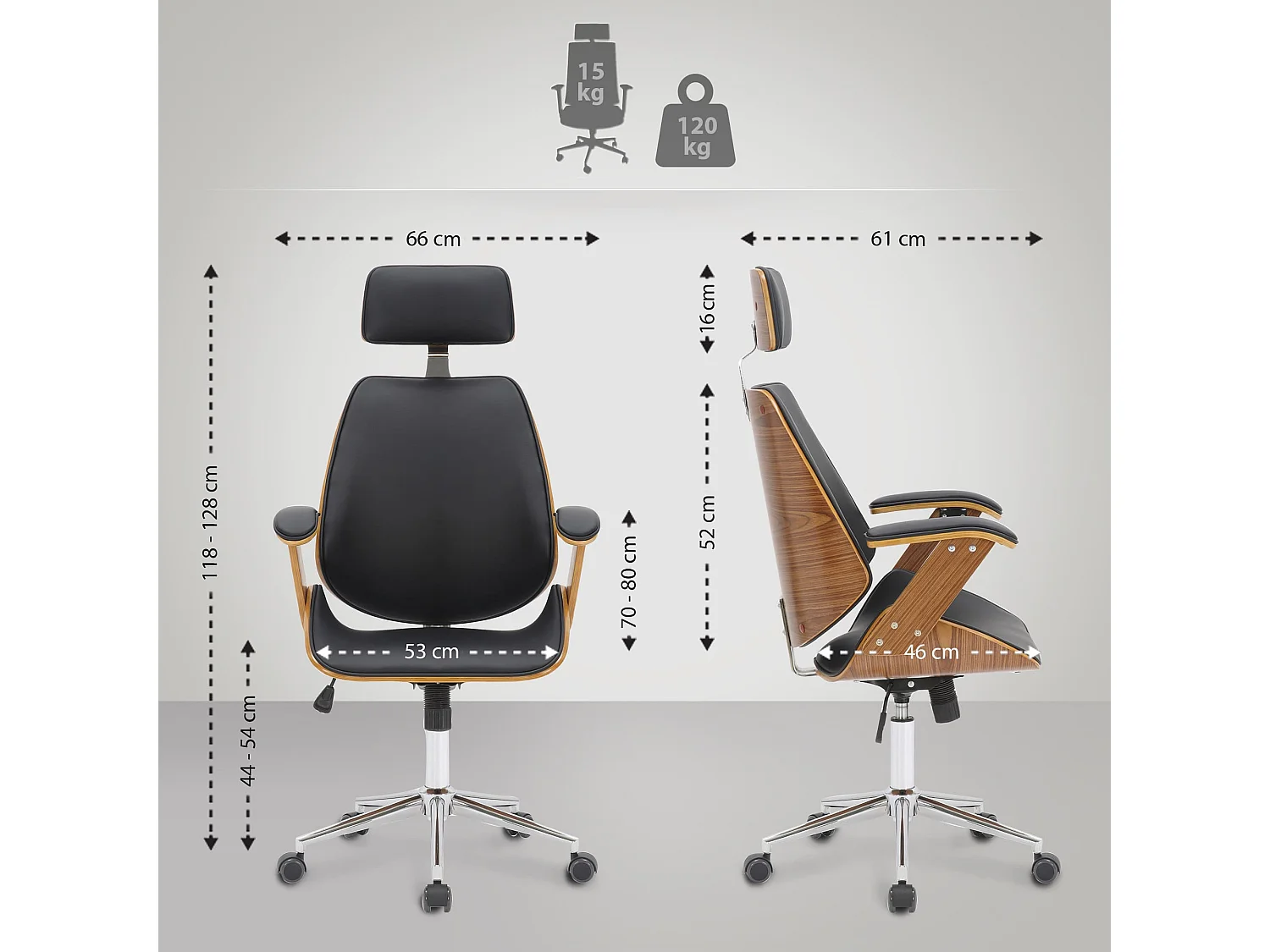 Bürostuhl - Holz & schwarz - walnuss/schwarz - Chicago