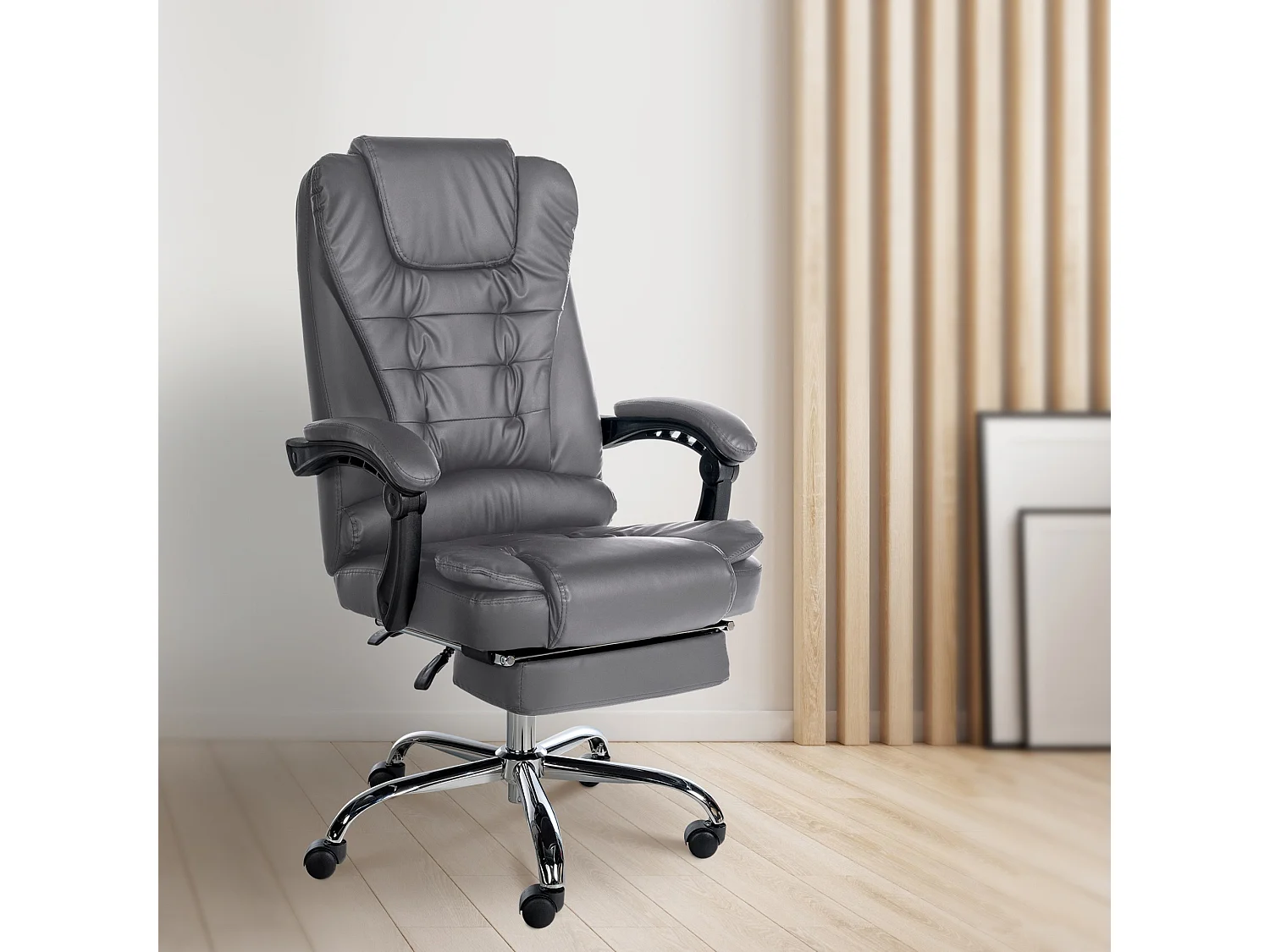 Chaise de bureau - Similicuir - Gris - Oxygen