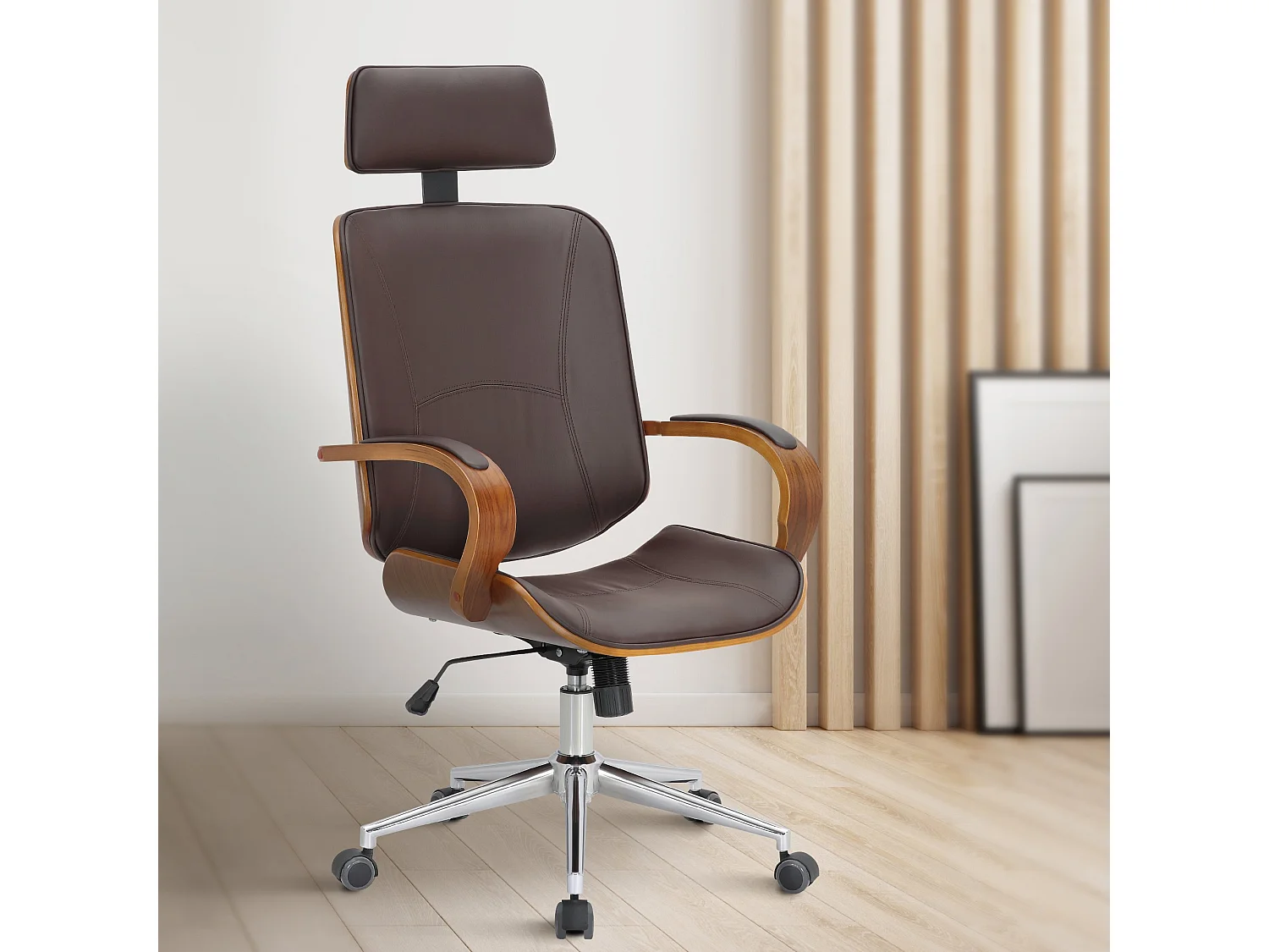 Chaise de bureau - Similicuir - Noyer / Marron - Dayton