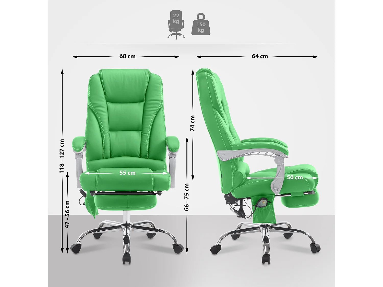 Bureaustoel - Kunstleer & Metaal in chroomoptiek - groen - Pacific