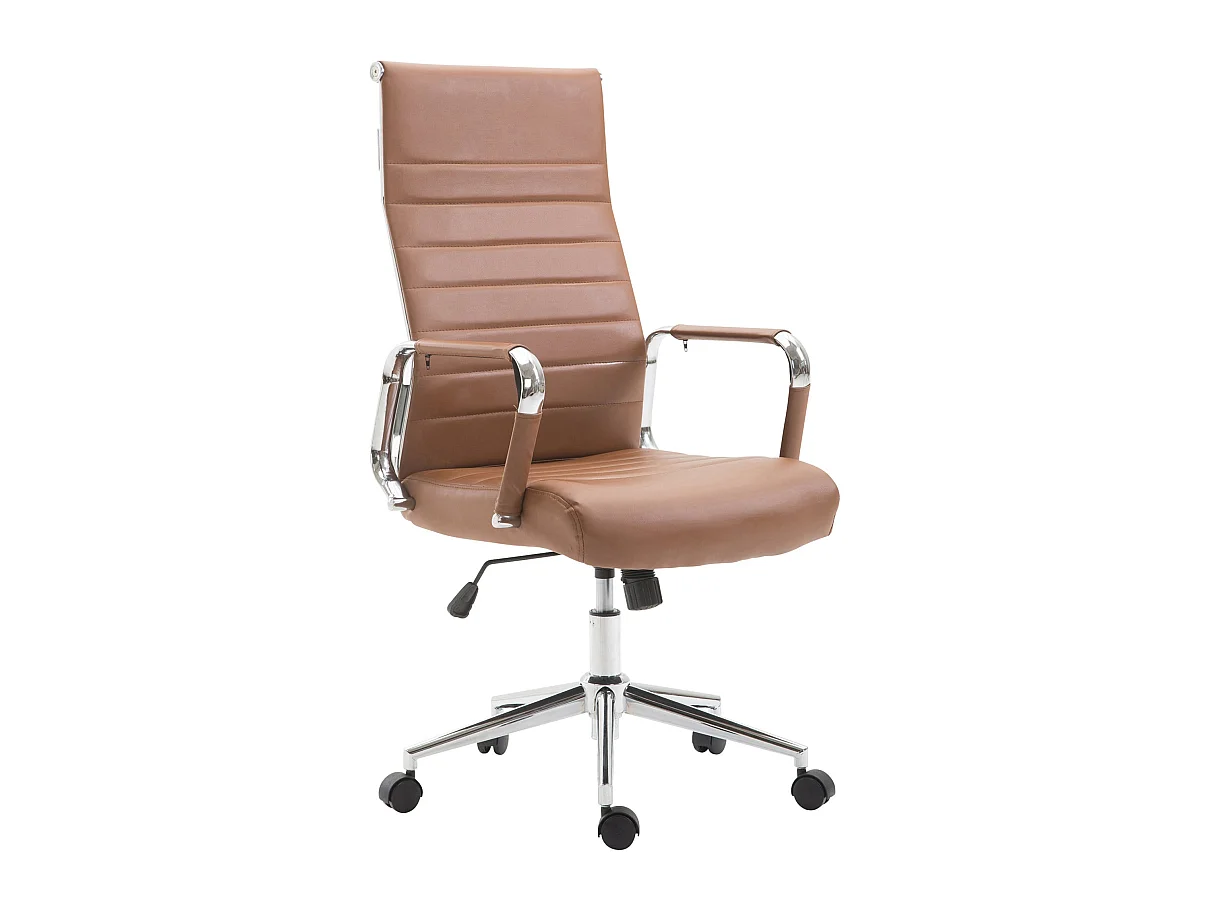 Chaise de bureau - Similicuir & Noyer - Marron clair - Kolumbus