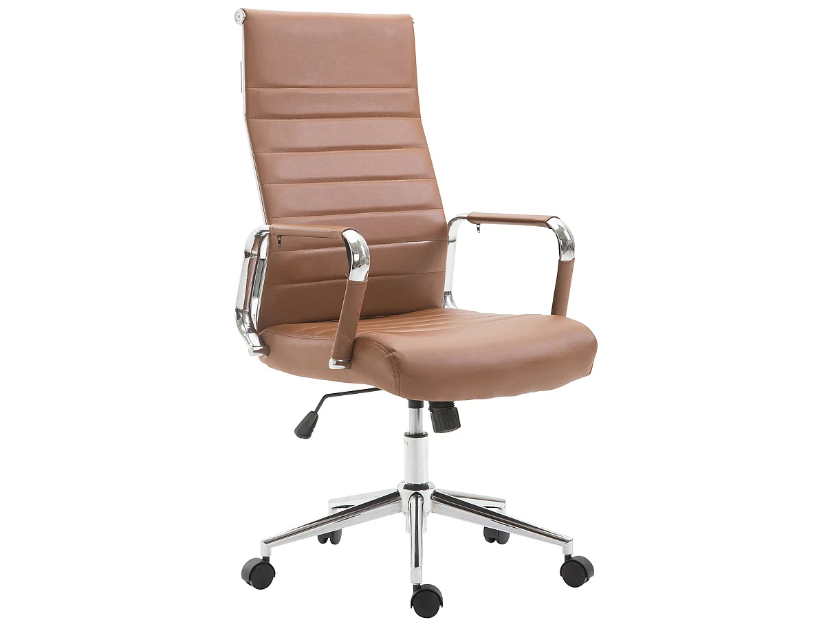 Chaise de bureau - Similicuir & Noyer - Marron clair - Kolumbus