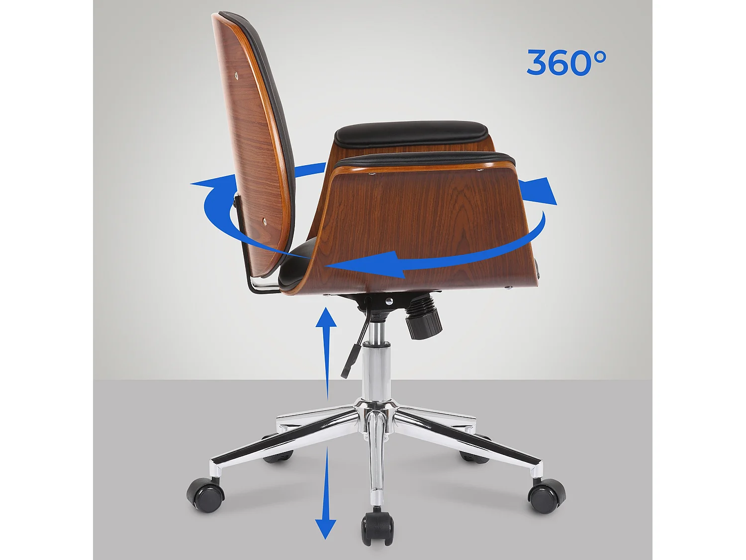 Chaise de bureau - Bois & Métal - Noyer / Noir - Kemberg