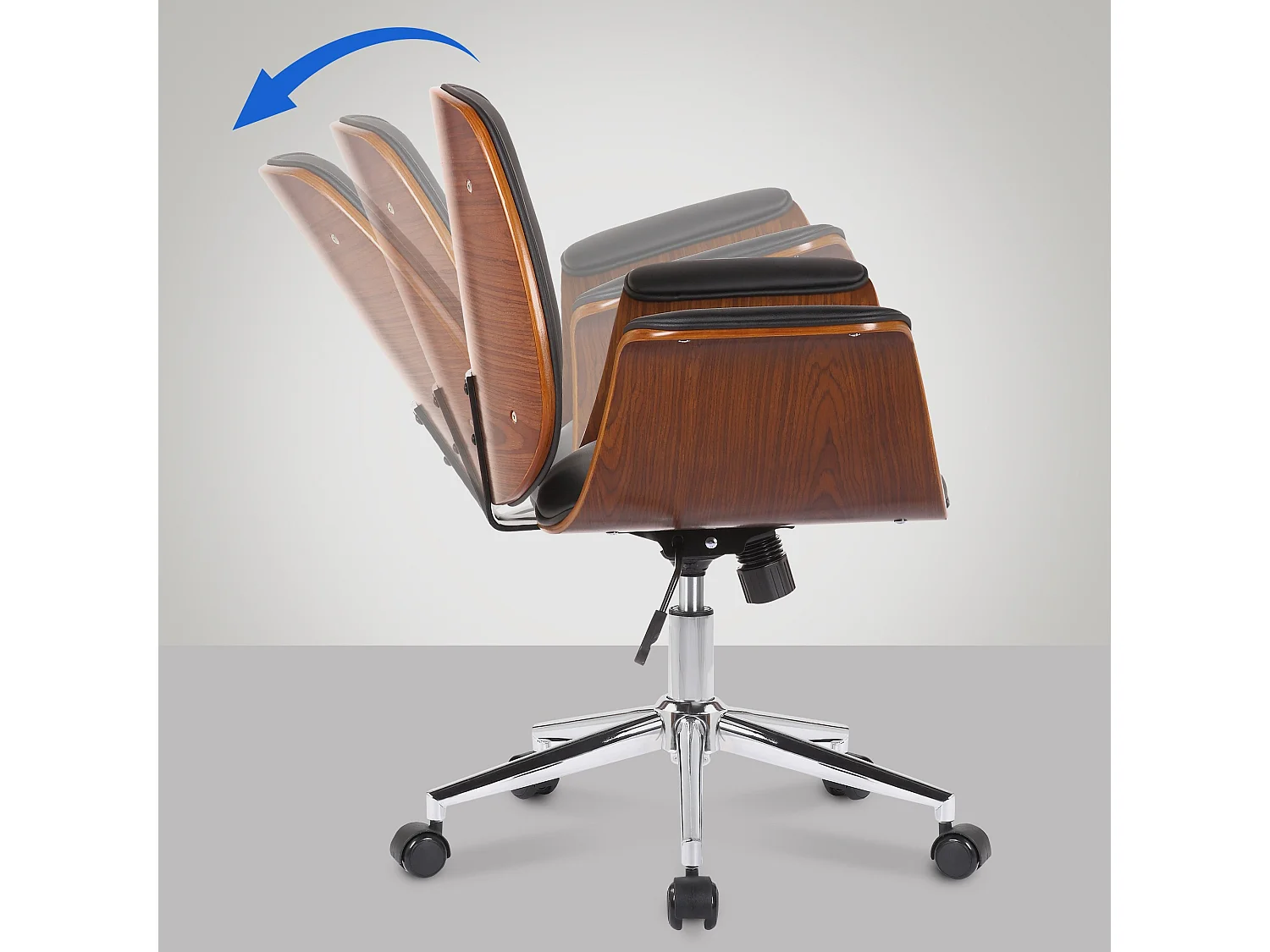 Chaise de bureau - Bois & Métal - Noyer / Noir - Kemberg