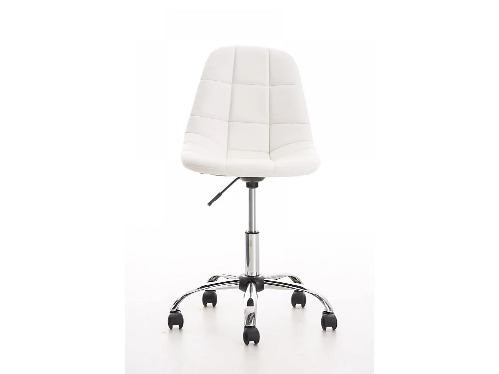 Chaise de bureau - Similicuir & Métal chromé - Blanc - Emil