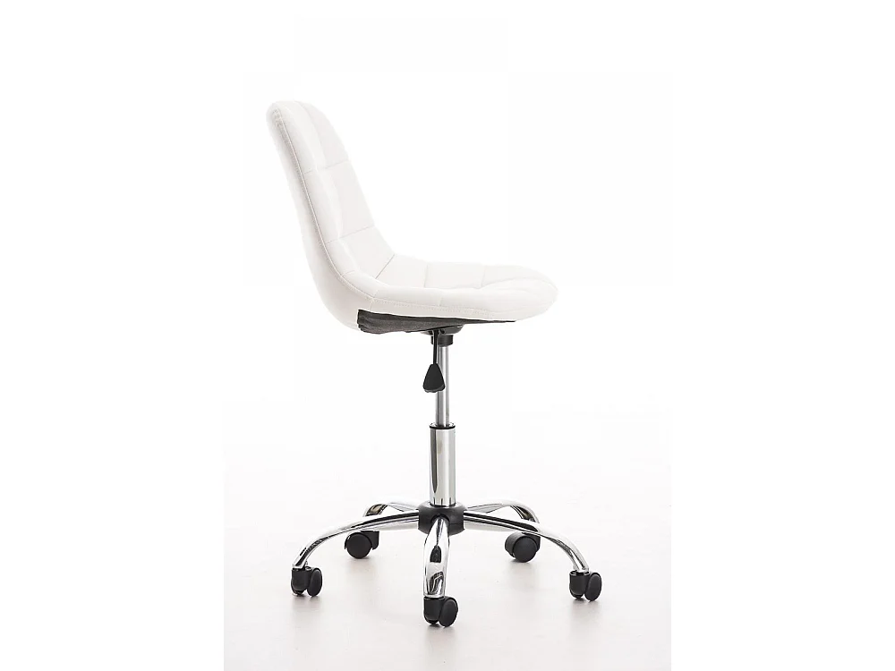 Chaise de bureau - Similicuir & Métal chromé - Blanc - Emil