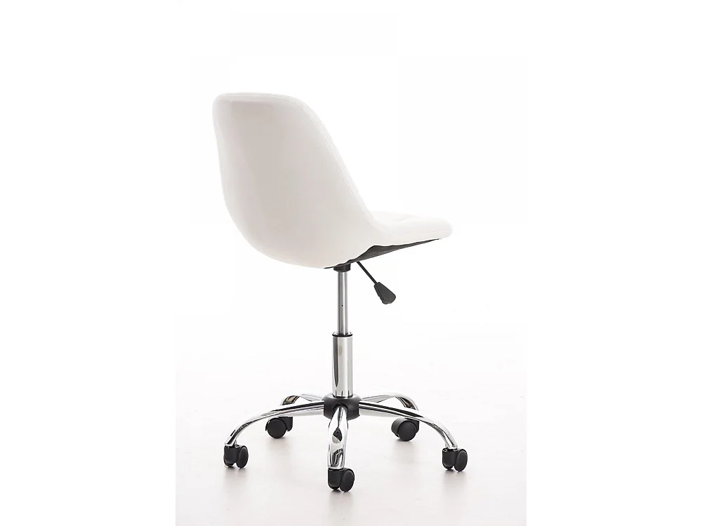 Chaise de bureau - Similicuir & Métal chromé - Blanc - Emil