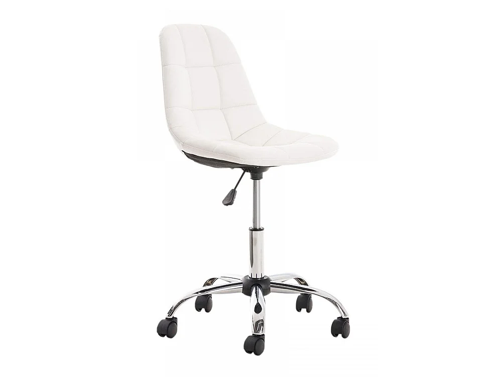 Chaise de bureau - Similicuir & Métal chromé - Blanc - Emil