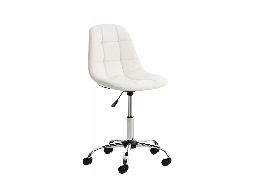 Chaise de bureau - Similicuir & Métal chromé - Blanc - Emil