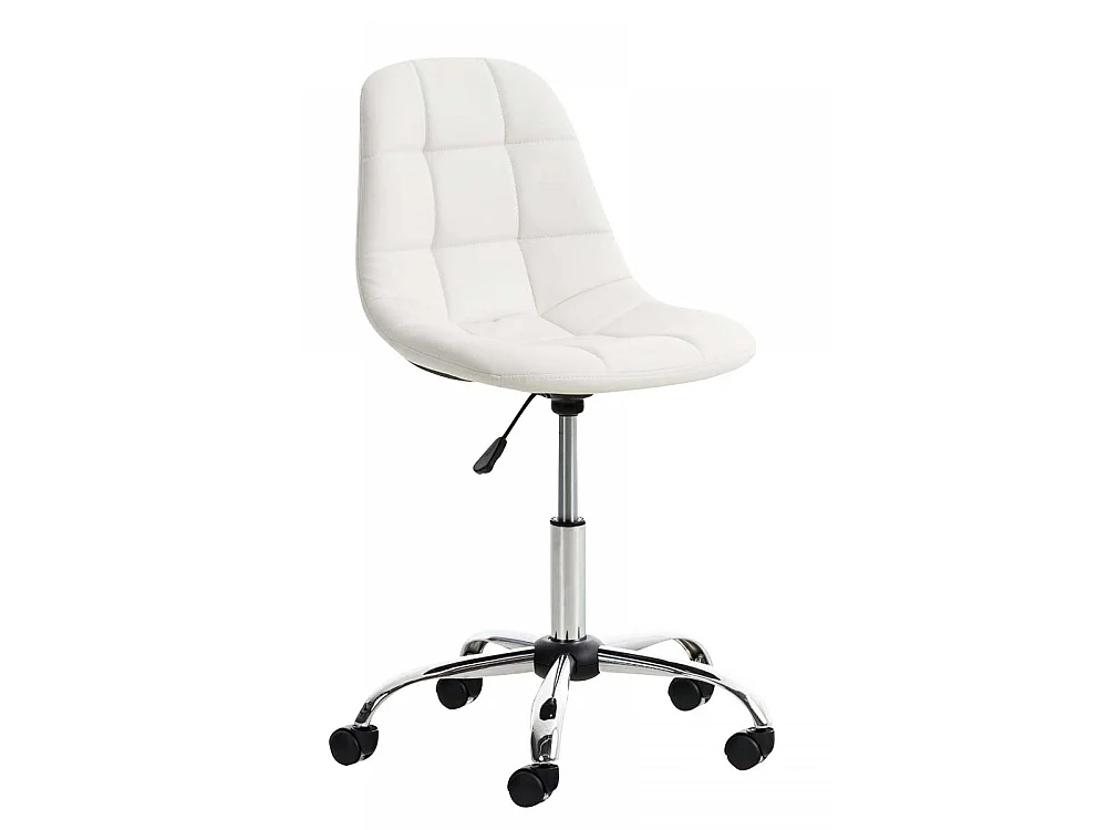 Chaise de bureau - Similicuir & Métal chromé - Blanc - Emil