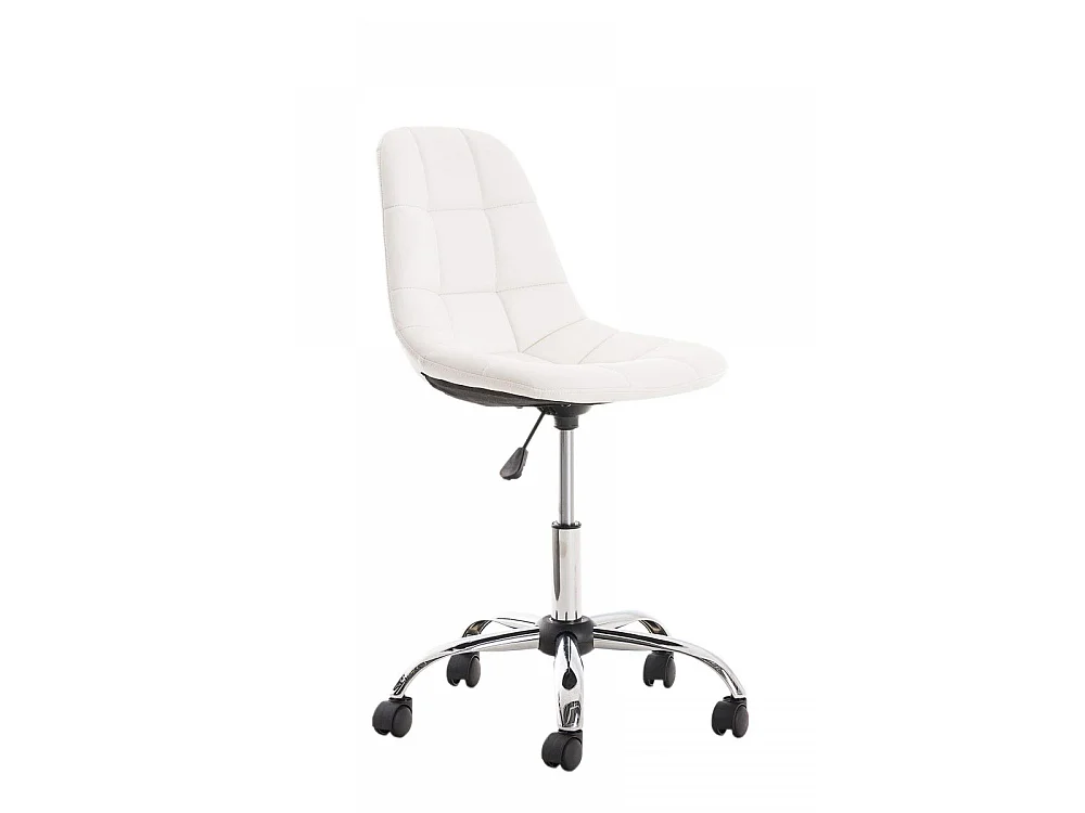 Chaise de bureau - Similicuir & Métal chromé - Blanc - Emil