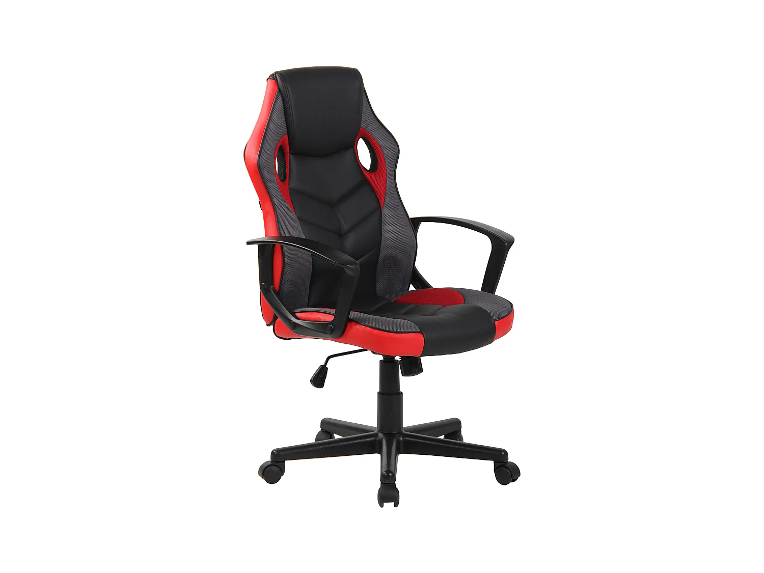 Chaise de bureau - Tissu & Plastique - Noir / Rouge - Glendale