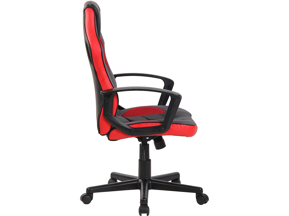 Chaise de bureau - Tissu & Plastique - Noir / Rouge - Glendale