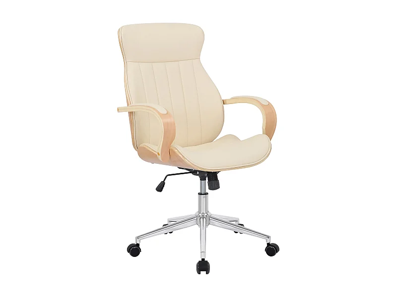 Chaise de bureau - Similicuir & Noir - Nature / Crème - Melilla