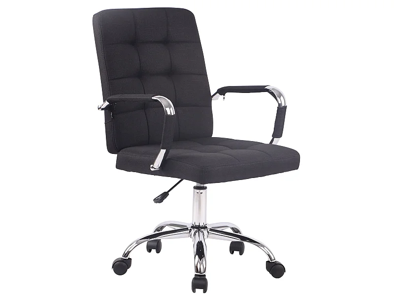 Chaise de bureau - Tissu & Métal chromé - Noir - Deli PRO