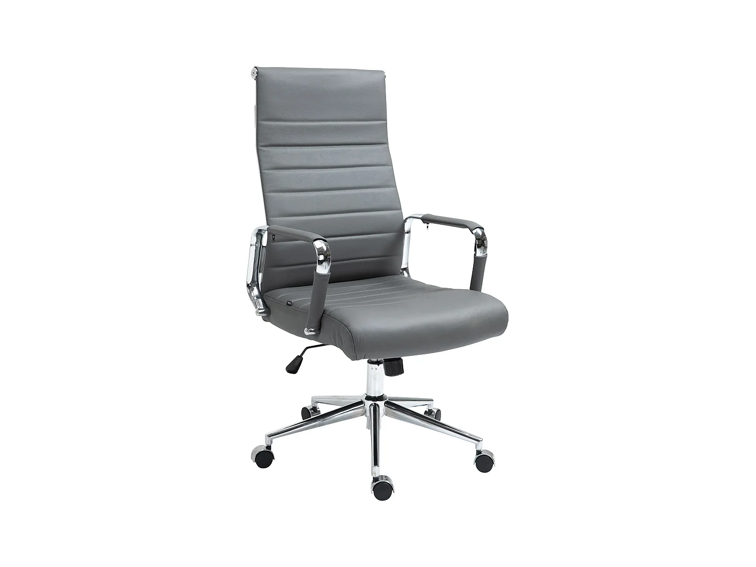 Chaise de bureau - Véritable cuir & Gris - Gris - Kolumbus