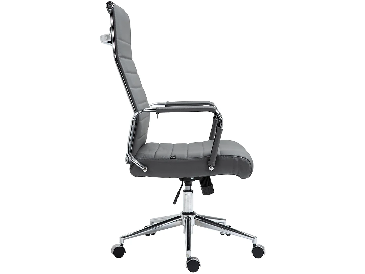 Chaise de bureau - Véritable cuir & Gris - Gris - Kolumbus