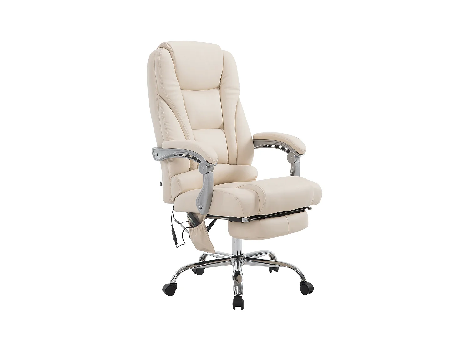 Chaise de bureau - Similicuir & Métal chromé - Crème - Pacific