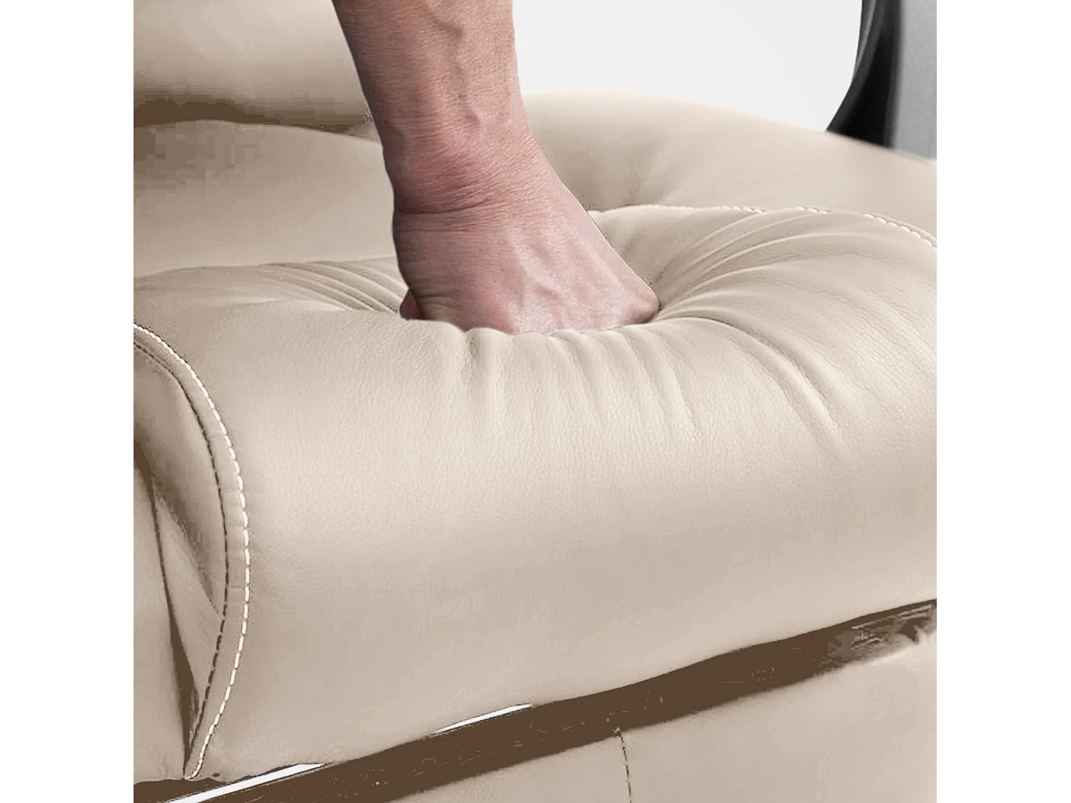 Bürostuhl - Kunstleder & Metall in Chromoptik - creme - Pacific