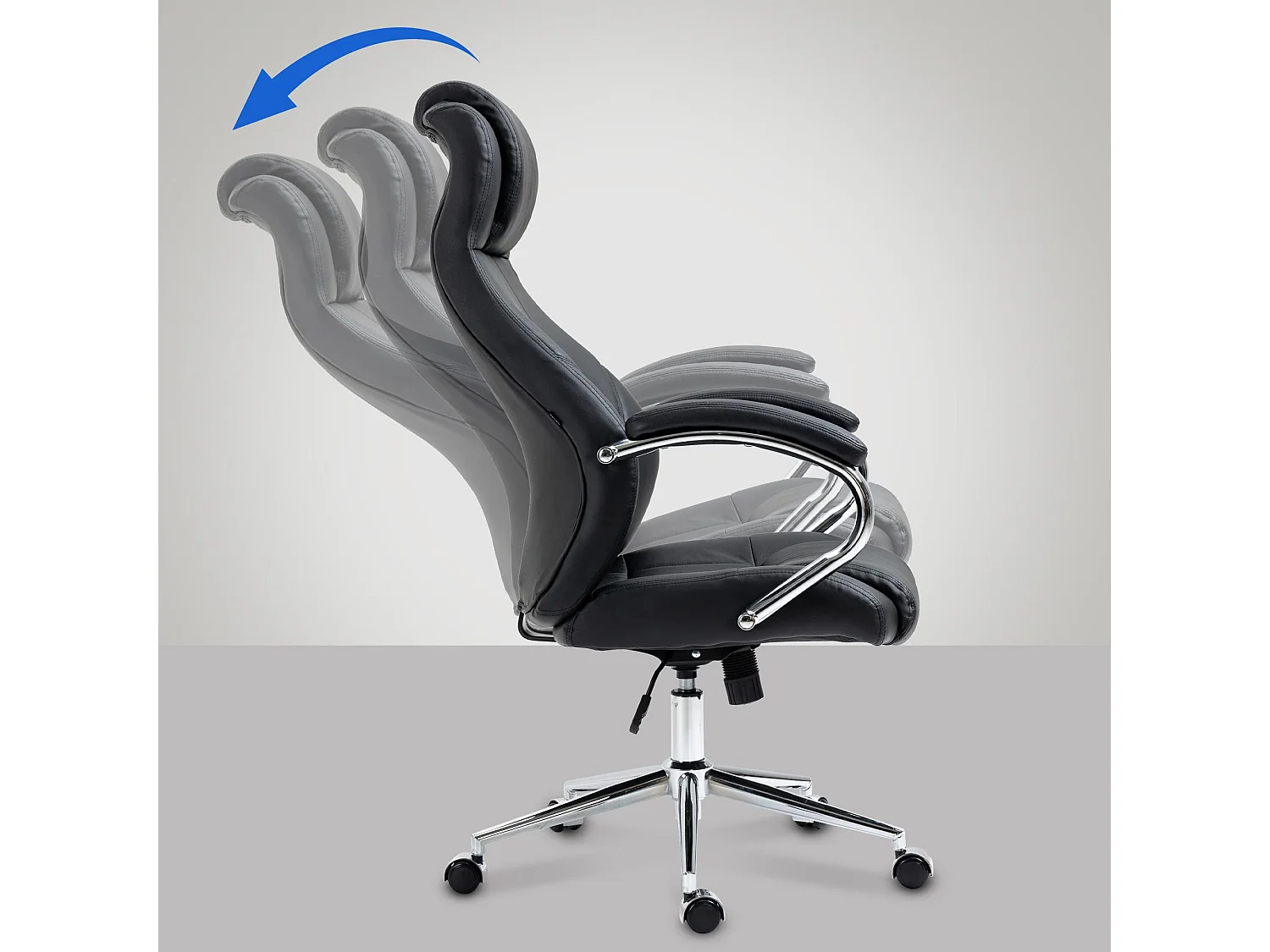 Chaise de bureau - Véritable cuir & Noir - Noir - Salford