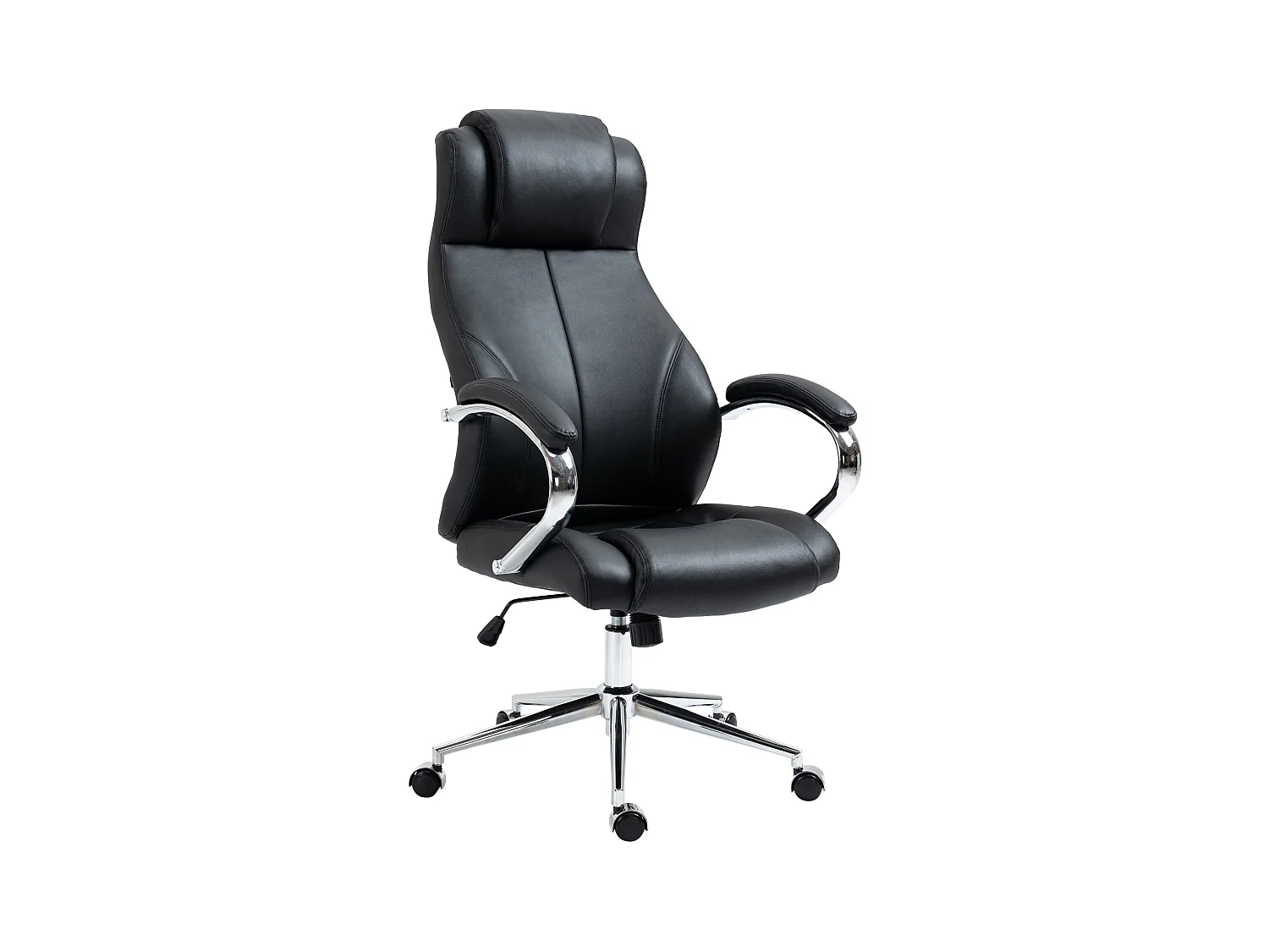 Chaise de bureau - Véritable cuir & Noir - Noir - Salford