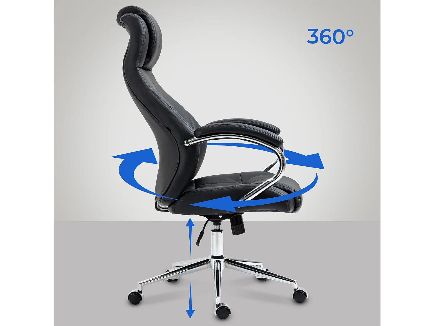 Chaise de bureau - Véritable cuir & Noir - Noir - Salford