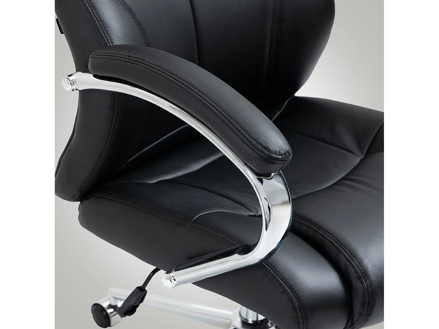 Chaise de bureau - Véritable cuir & Blanc - Noir - Salford